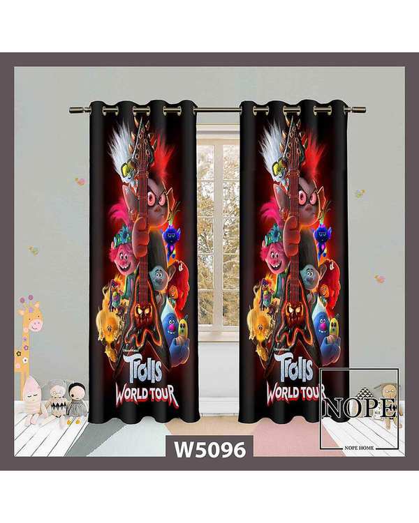 پرده کودک مخمل نوپه هوم Nopehome مدل پانچی طرح انیمیشن ترول ها کد W5096