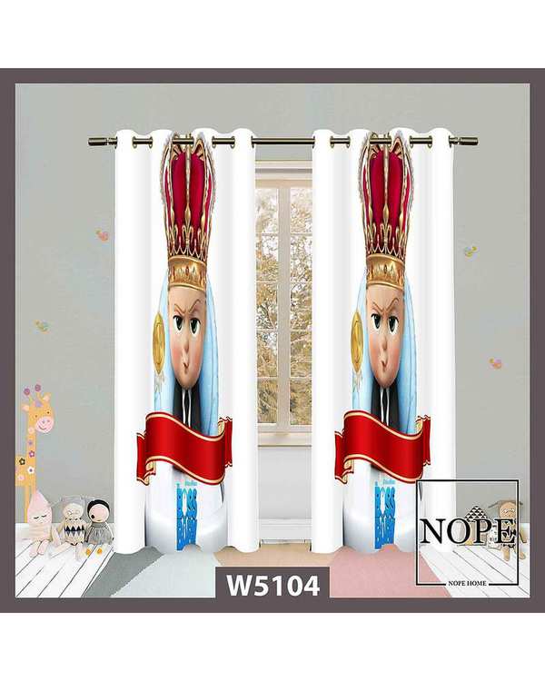 پرده کودک مخمل نوپه هوم Nopehome مدل پانچی طرح بچه رئیس کد W5104