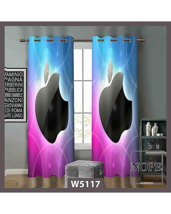 پرده کودک مخمل نوپه هوم Nopehome مدل پانچی طرح لوگوی اپل مشکی کد W5117