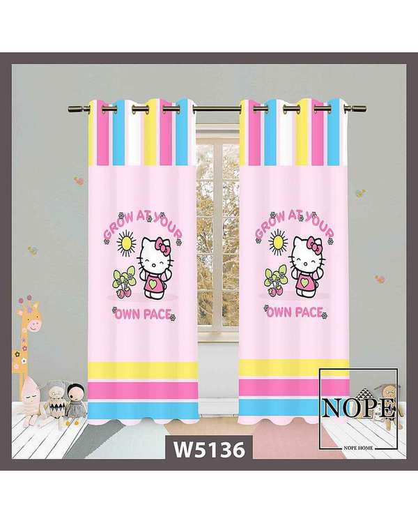 پرده کودک مخمل نوپه هوم Nopehome مدل پانچی طرح گربه کد W5136