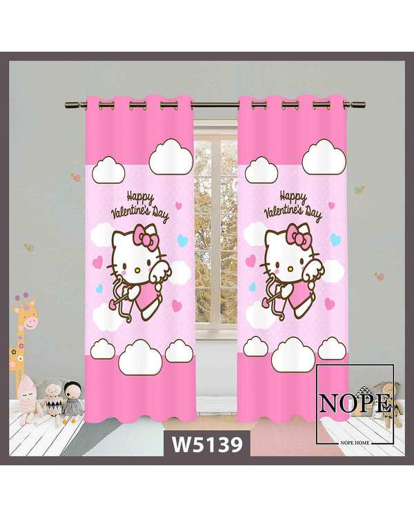 پرده کودک مخمل نوپه هوم Nopehome مدل پانچی طرح گربه کد W5139