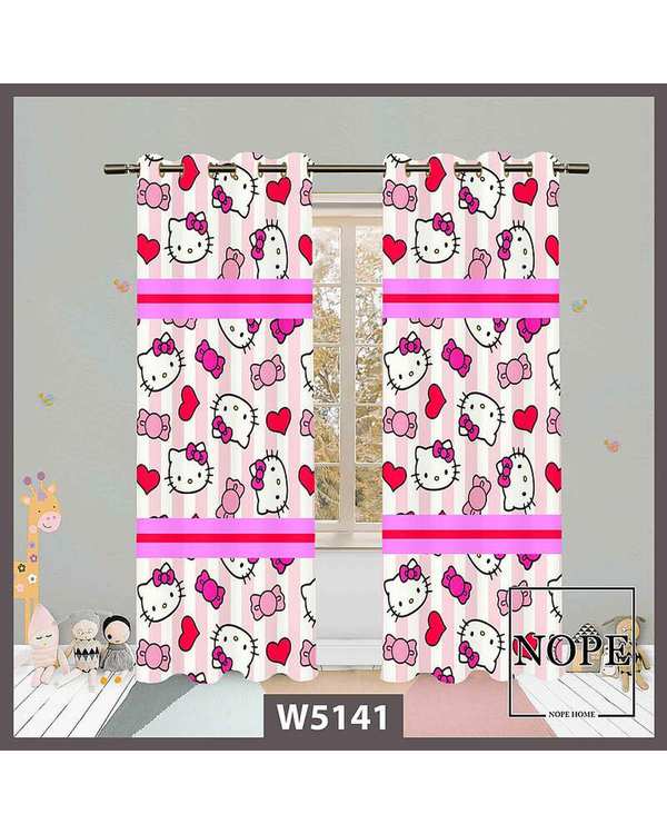 پرده کودک مخمل نوپه هوم Nopehome مدل پانچی طرح گربه کد W5141
