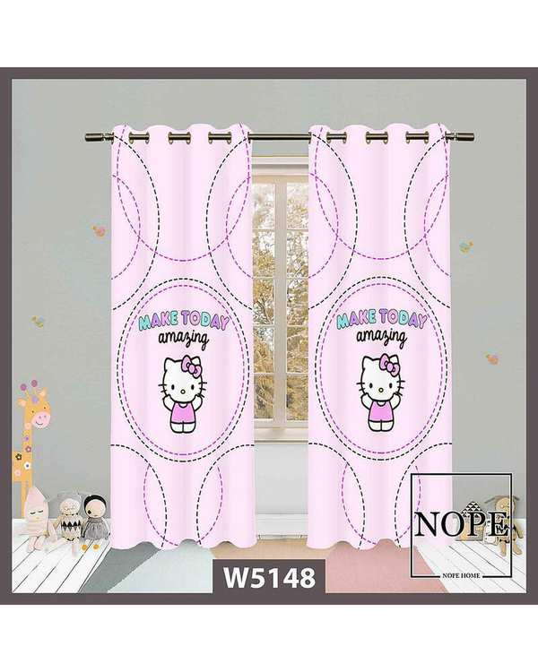 پرده کودک مخمل نوپه هوم Nopehome مدل پانچی طرح گربه کد W5148