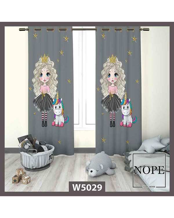 پرده کودک مخمل نوپه هوم Nopehome مدل پانچی طرح دختر کد W5029
