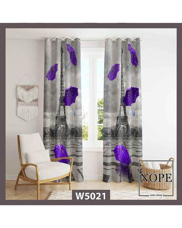 پرده مخمل نوپه هوم Nopehome مدل پانچی طرح چتر و برج ایفل کد W5021