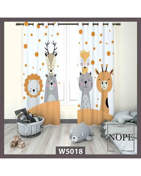 پرده کودک مخمل نوپه هوم Nopehome مدل پانچی طرح حیوانات کد W5018