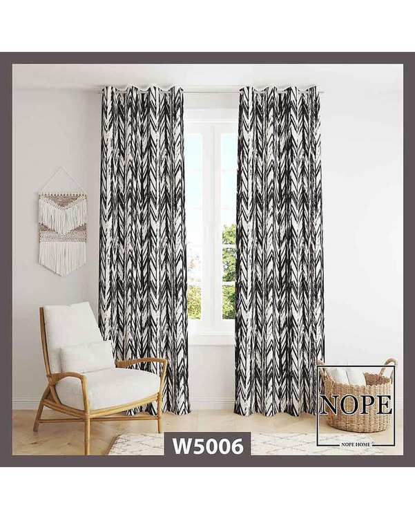 پرده مخمل نوپه هوم Nopehome مدل پانچی طرح زیگزاگ کد W5006