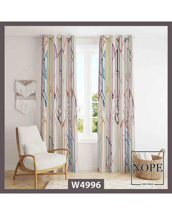 پرده مخمل نوپه هوم Nopehome مدل پانچی طرح خط دار رنگی کد W4996