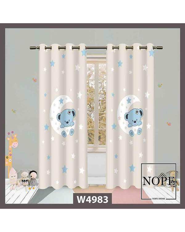 پرده کودک مخمل نوپه هوم Nopehome مدل پانچی طرح خرس و ماه کد W4983
