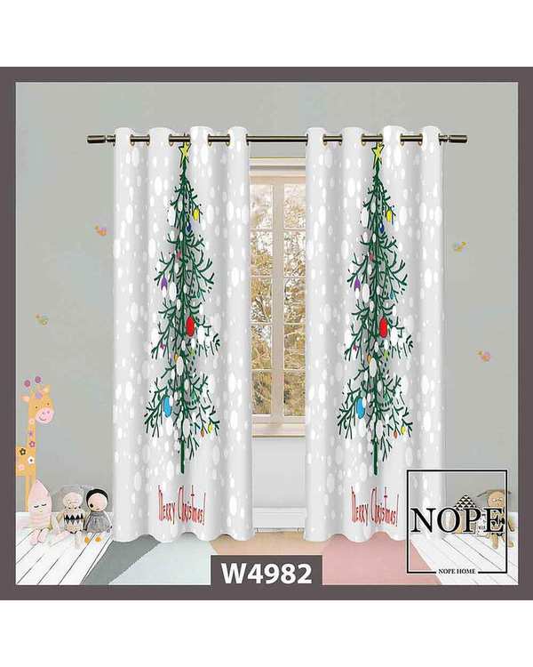 پرده کودک مخمل نوپه هوم Nopehome مدل پانچی طرح درخت کریسمس کد W4982