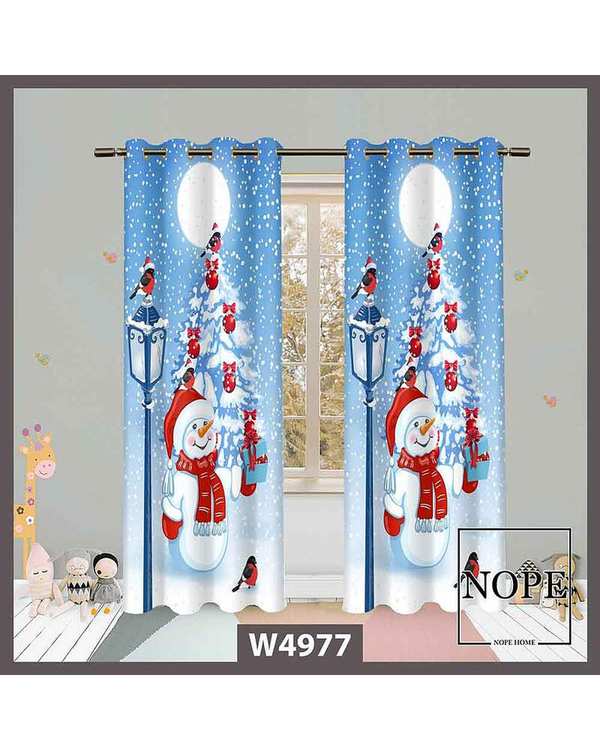 پرده کودک مخمل نوپه هوم Nopehome مدل پانچی طرح آدم برفی کد W4977