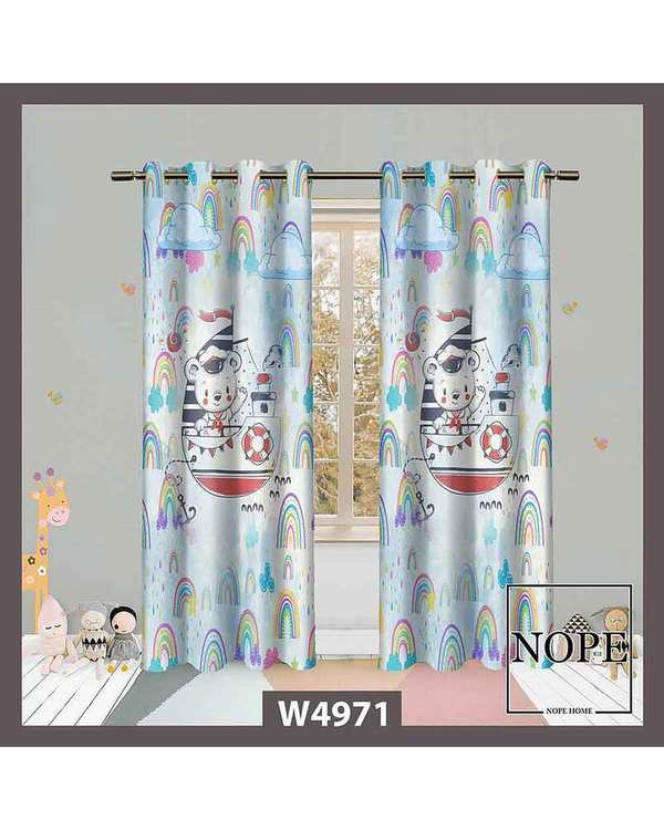 پرده کودک مخمل نوپه هوم Nopehome مدل پانچی طرح خرس و کشتی کد W4971