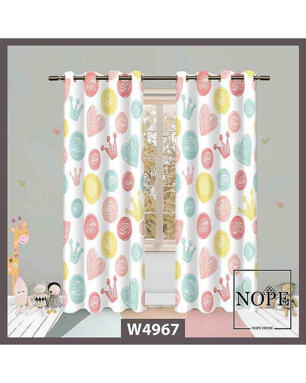 پرده کودک مخمل نوپه هوم Nopehome مدل پانچی طرح دایره و قلب کد W4967