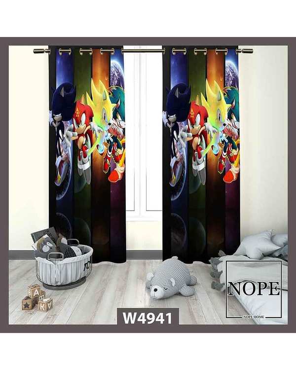 پرده کودک مخمل نوپه هوم Nopehome مدل پانچی طرح سونیک کد W4941