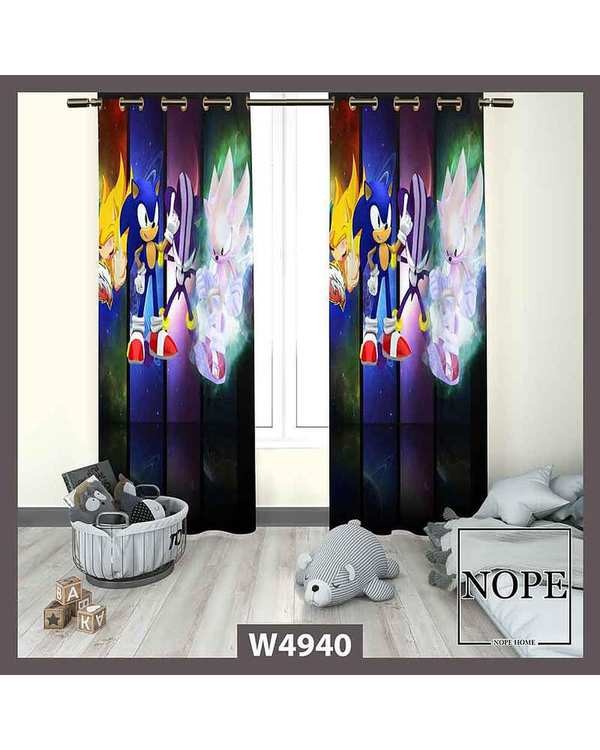 پرده کودک مخمل نوپه هوم Nopehome مدل پانچی طرح سونیک کد W4940