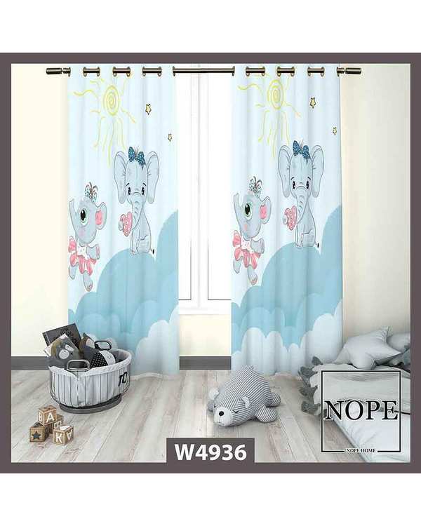 پرده کودک مخمل نوپه هوم Nopehome مدل پانچی طرح فیل کد W4936