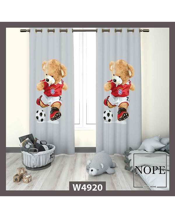 پرده کودک مخمل نوپه هوم Nopehome مدل پانچی طرح خرس کد W4920