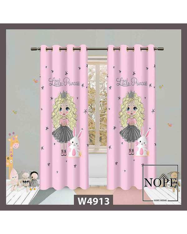 پرده کودک مخمل نوپه هوم Nopehome مدل پانچی طرح دختر کد W4913