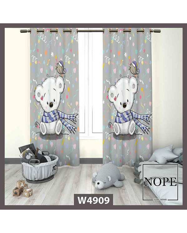 پرده کودک مخمل نوپه هوم Nopehome مدل پانچی طرح خرس کد W4909