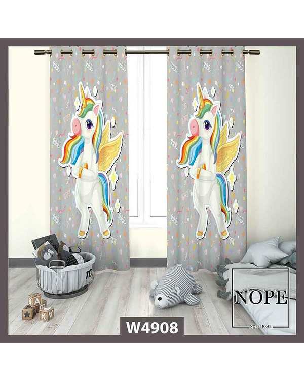 پرده کودک مخمل نوپه هوم Nopehome مدل پانچی طرح اسب تکشاخ کد W4908