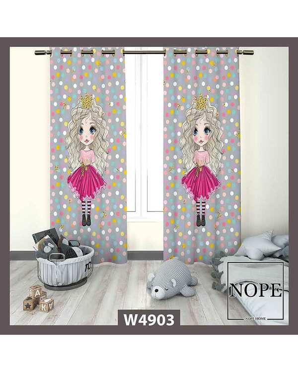 پرده کودک مخمل نوپه هوم Nopehome مدل پانچی طرح دختر کد W4903