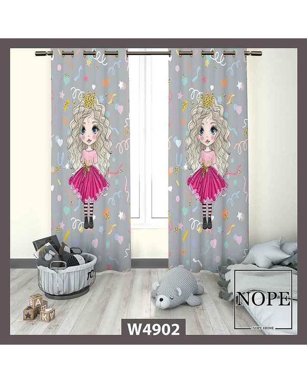 پرده کودک مخمل نوپه هوم Nopehome مدل پانچی طرح دختر کد W4902