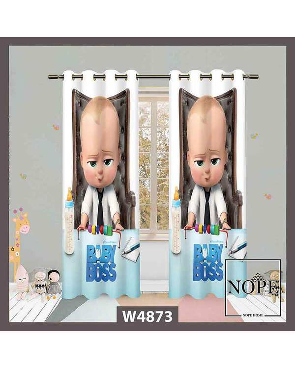 پرده کودک مخمل نوپه هوم Nopehome مدل پانچی طرح بچه رئیس کد W4873