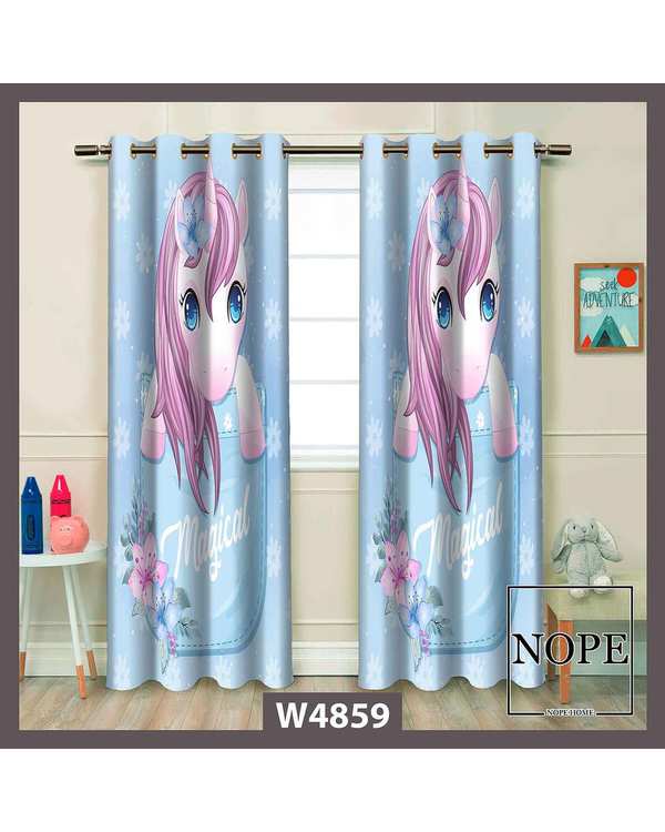 پرده کودک مخمل نوپه هوم Nopehome مدل پانچی طرح اسب تکشاخ کد W4859