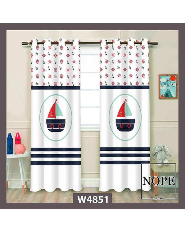 پرده کودک مخمل نوپه هوم Nopehome مدل پانچی طرح قایق کد W4851