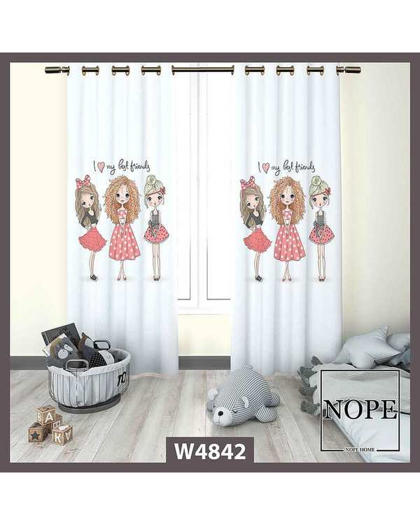 پرده کودک مخمل نوپه هوم Nopehome مدل پانچی طرح دختر کد W4842