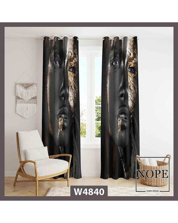 پرده مخمل نوپه هوم Nopehome مدل پانچی طرح چهره زن کد W4840