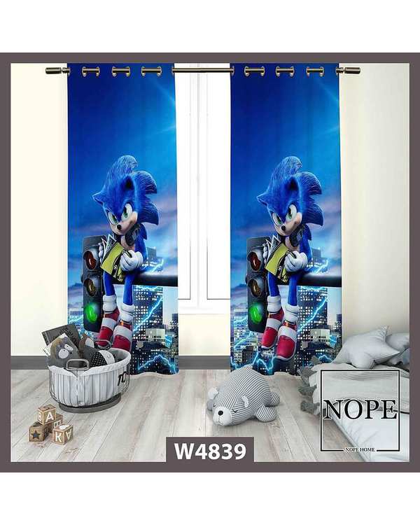 پرده کودک مخمل نوپه هوم Nopehome مدل پانچی طرح سونیک کد W4839