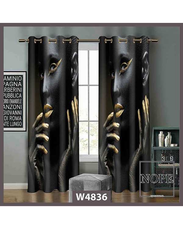 پرده مخمل نوپه هوم Nopehome مدل پانچی طرح چهره زن کد W4836