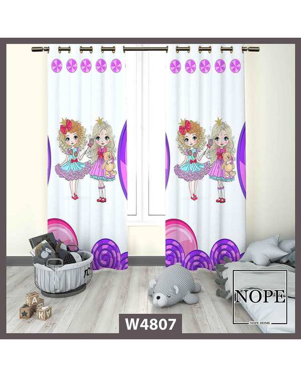پرده کودک مخمل نوپه هوم Nopehome مدل پانچی طرح دختر کد W4807