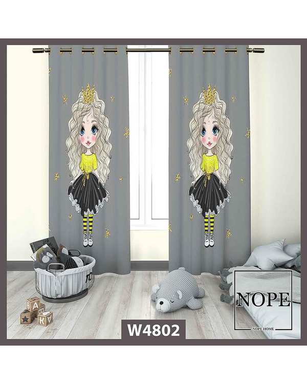 پرده کودک مخمل نوپه هوم Nopehome مدل پانچی طرح دختر کد W4802