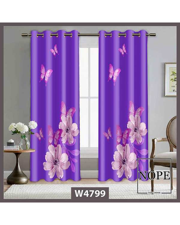 پرده مخمل نوپه هوم Nopehome مدل پانچی طرح گل کد W4799