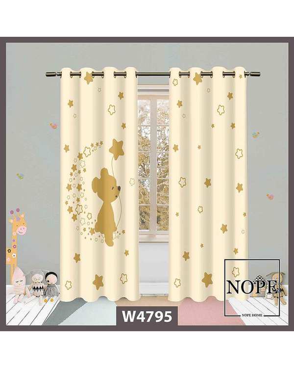 پرده کودک مخمل نوپه هوم Nopehome مدل پانچی طرح خرس کدW4795