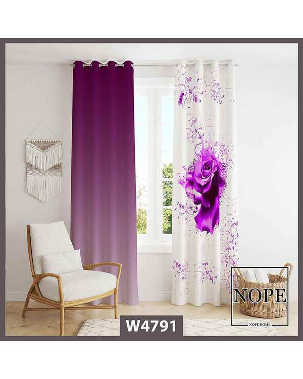 پرده مخمل نوپه هوم Nopehome مدل پانچی طرح گل کد W4791