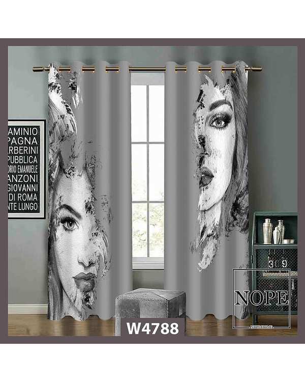 پرده مخمل نوپه هوم Nopehome مدل پانچی طرح چهره کد W4788