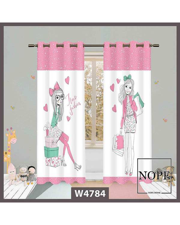 پرده کودک مخمل نوپه هوم Nopehome مدل پانچی طرح دختر کد W4784
