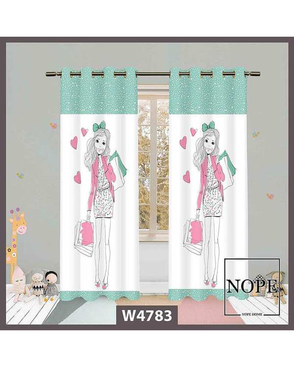 پرده کودک مخمل نوپه هوم Nopehome مدل پانچی طرح دختر کد W4783
