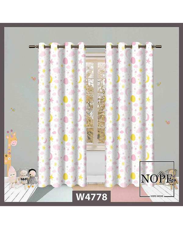 پرده مخمل نوپه هوم Nopehome مدل پانچی طرح ماه و ستاره کد W4778