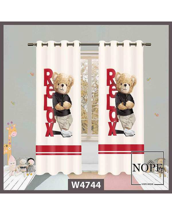 پرده کودک مخمل نوپه هوم Nopehome مدل پانچی طرح خرسی کد W4744