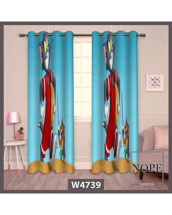 پرده کودک مخمل نوپه هوم Nopehome مدل پانچی طرح تام و جری کد W4739