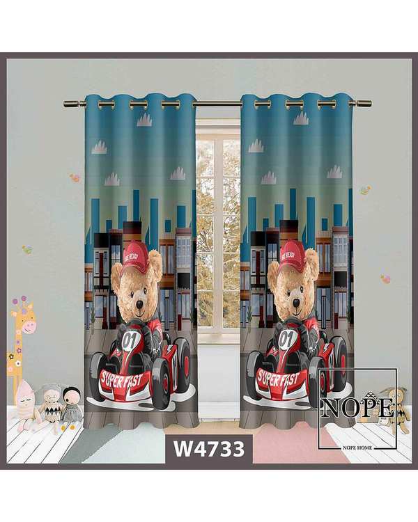 پرده کودک مخمل نوپه هوم Nopehome مدل پانچی طرح خرسی کد W4733