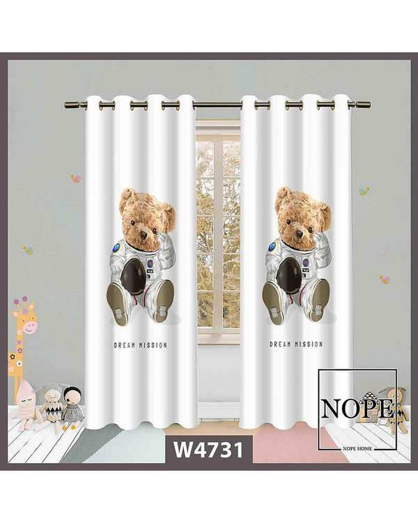 پرده کودک مخمل نوپه هوم Nopehome مدل پانچی طرح خرسی کد W4731