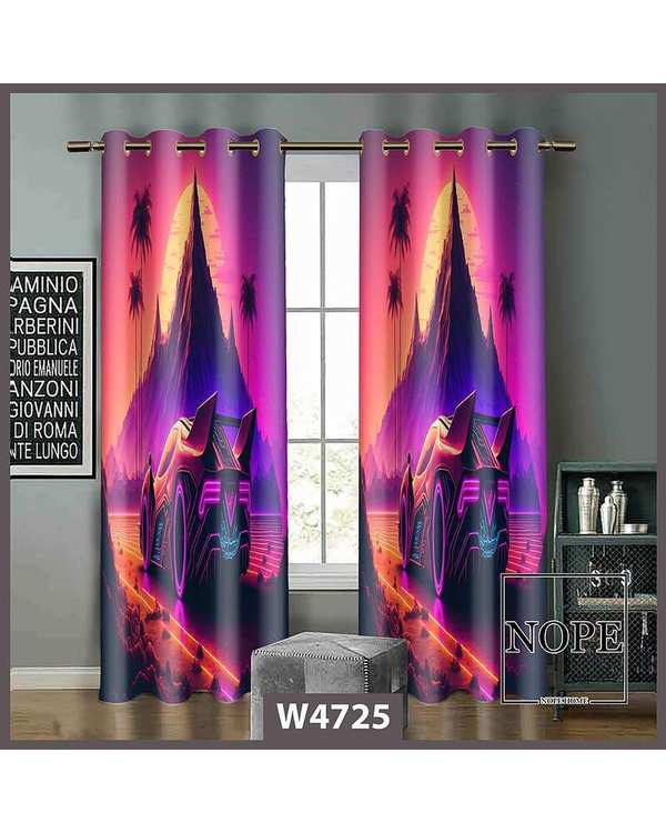 پرده کودک مخمل نوپه هوم Nopehome مدل پانچی طرح ماشین کارتونی کد W4725