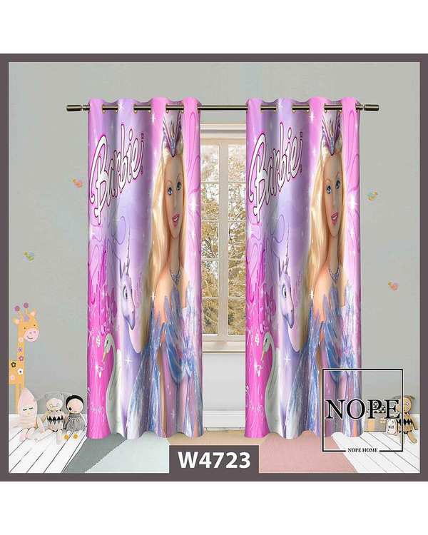 پرده کودک مخمل نوپه هوم Nopehome مدل پانچی طرح باربی کد W4723