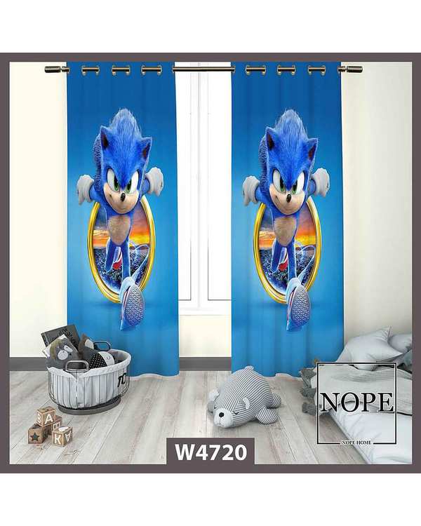 پرده کودک مخمل نوپه هوم Nopehome مدل پانچی طرح سونیک کد W4720