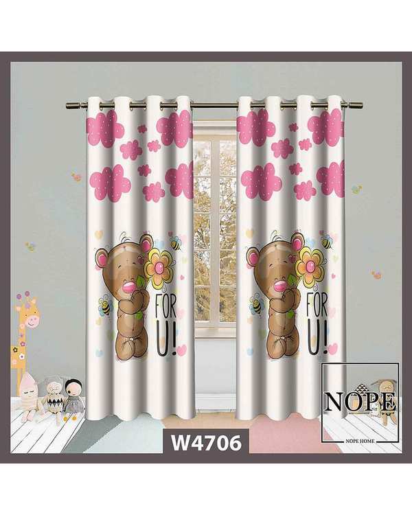 پرده کودک مخمل نوپه هوم Nopehome مدل پانچی طرح خرسی کد W4706